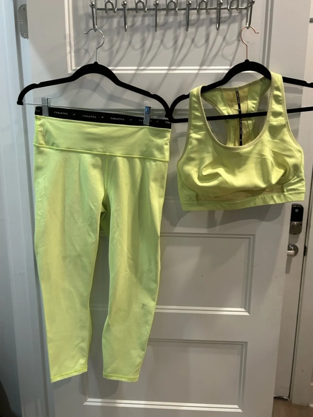 Fabletics Neon Lime Racerback Sports Bra and Cropped Leggings and - Picture 2 of 8